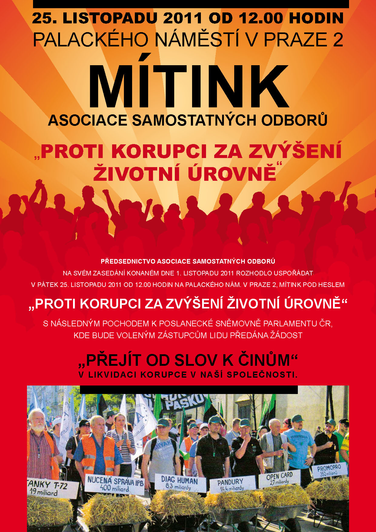 Mítink ASO - Proti korupci za zvýšení životní úrovně